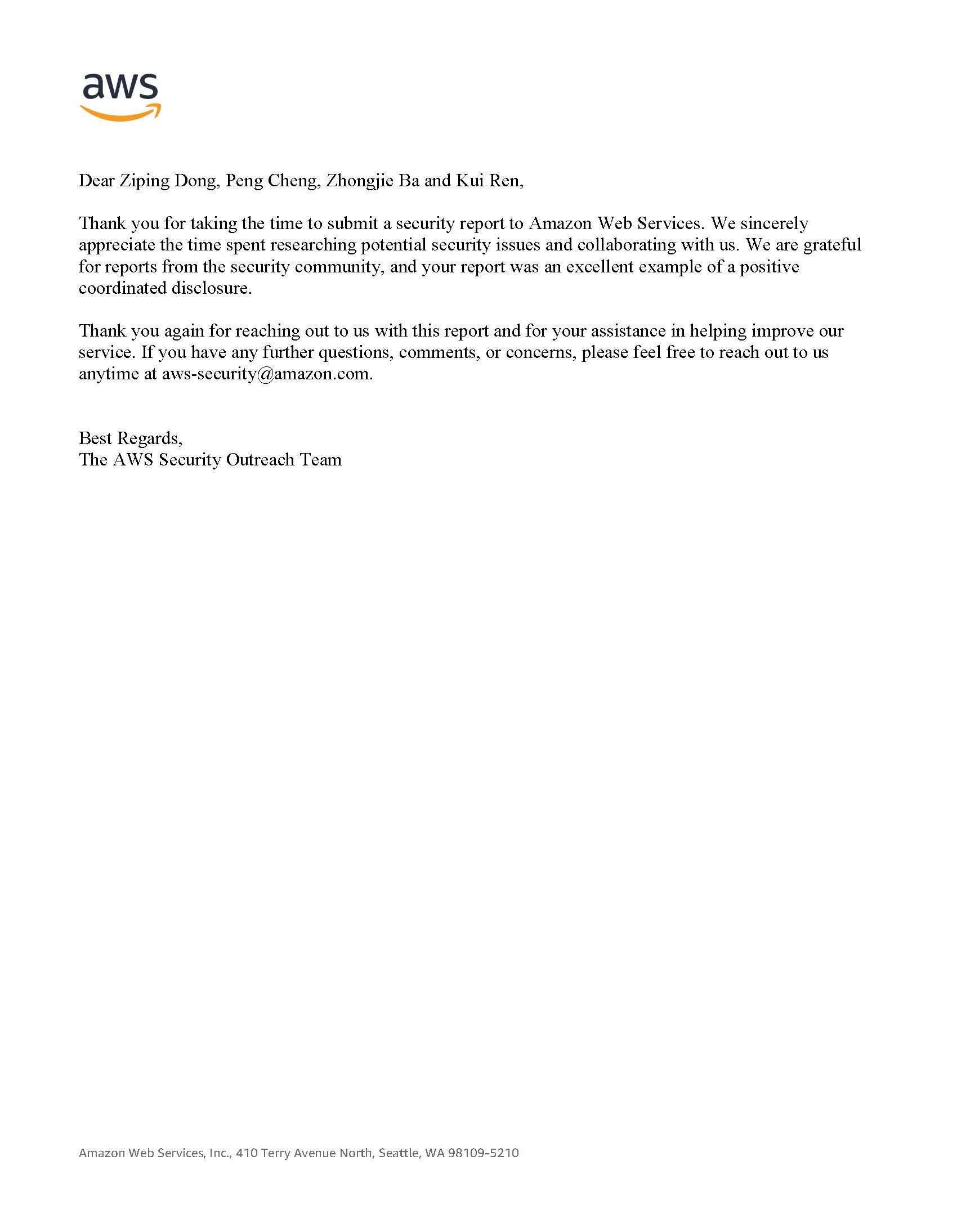 Amazon Thank You Letter